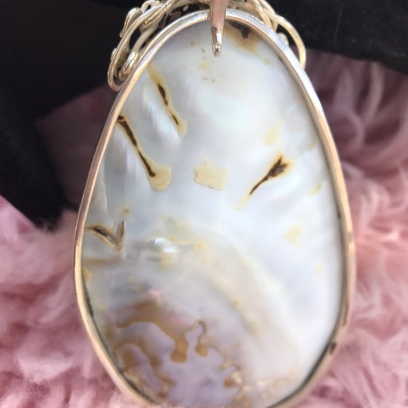 Gorgeous large mabe blister Pearl and sterling silver pendant - Picture 4 of 6
